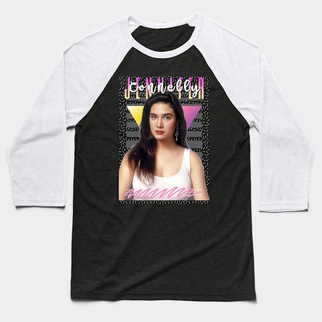 Jennifer Connelly Aesthetic 80s Fan Art Baseball T-Shirt by Madesu Art